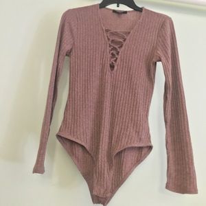 Bodysuit with lace up front